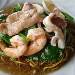 หมี่กรอบราดหน้าหมู+กุ้ง