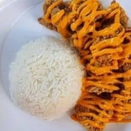 ข้าวไก่ซอสชีส