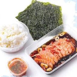 ชุดเซ็ทแซลมอน(100)กรัมข้าวญี่ปุ่นพร้อมสาหร่าย