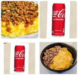 [อร่อยซ่ากับโค้ก] 1xข้าวไข่ข้นกะเพราหมูสับ 1xข้าวไข่ข้นหมูสับ 2xโค้ก ออริจินัล กระป๋อง325 มล.