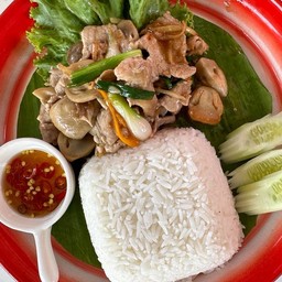 ข้าวหมูผัดน้ำมันหอย