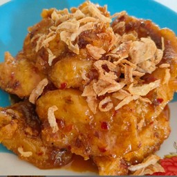 เนื้อปลากระพงทอด สามรส กับข้าว