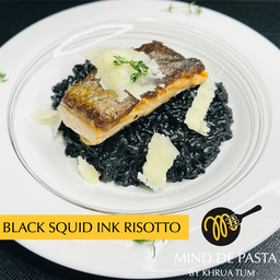 Salmon Black Squid Ink - Risotto (ข้าว รีซอตโต ซอสหมึกดำ)