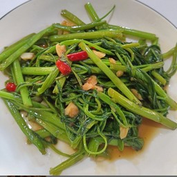 ผัดผักบุ้งไฟแดง กับข้าว