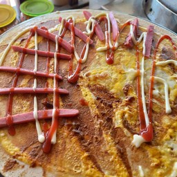 เครปหน้าไข่ไก่+พริกเผา+ฮอทดอก