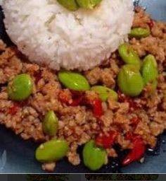 สะตอผัดพริกแกงหมูราดข้าว