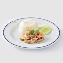 ข้าวราดไก่ทอดกระเทียมพริกไทย