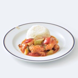 ข้าวราดผัดเปรี้ยวหวานปลา