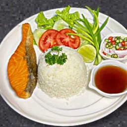 ข้าวแซลมอนทอดน้ำปลา