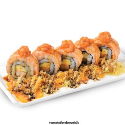 โรลแซลมอนซอสสไปซี่ (Salmon Spicy Roll)