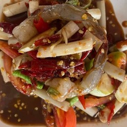 ตำไหลบัวกุ้งสด-ทะเล