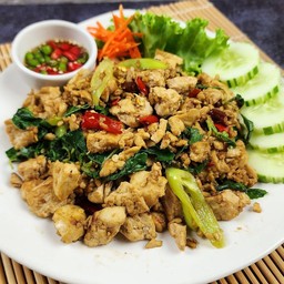 กะเพราเต้าหู้สับ (กับข้าว)