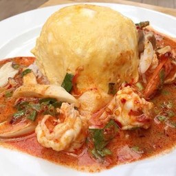 ข้าวไข่ข้นกุ้งผัดน้ำพริกเผา