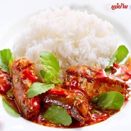 กะเพราปลากระป๋องราดข้าว