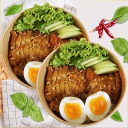 สุดคุ้ม!!!เซตคู่สองกล่อง ข้าวหน้าหมูสามชั้นทอดไข่ต้ม