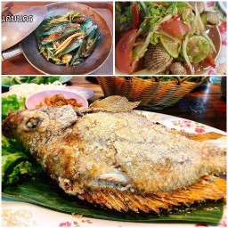 เมี่ยงปลาเผา+หอยเเมลงภู่อบ ฟรี ตำปูปลาร้า