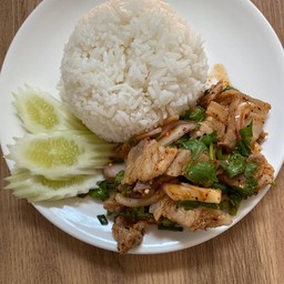 ข้าว ลาบหมูสามชั้น