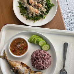 เซทข้าวน้ำพริกปลาทุ + ชุดผักกูดออร์แกนิคลวกน้ำกะทิกุ้งสด