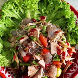 ตำซั่วกุ้งสด+หมูยอ
