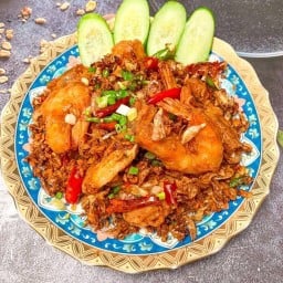 กุ้งกรอบคั่วพริกเกลือ กับข้าว