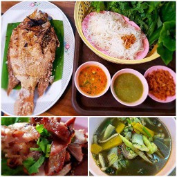 เมี่ยงปลาทับทิมเผา+คอหมูอบโอ่ง ฟรี แกงเห็ด