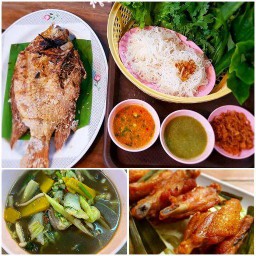 เมี่ยงปลาทับทิมเผา+แกงเห็ด ฟรี ไก่ทอดเกลือ