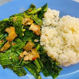 คะน้าหมูกรอบราดข้าว