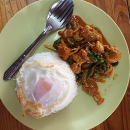ข้าวผัดเผ็ดหมูป่า+ไข่ดาว