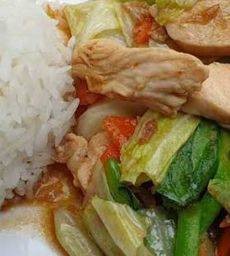 ข ผัดผักหมูชิ้น,ไก่