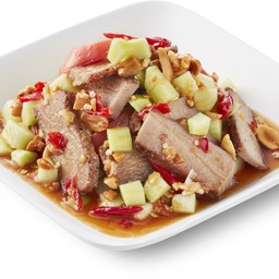ตำหมูย่างคะน้ากรอบ(ปกติพริก 2 เม็ด)