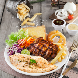 คอมบาย3-สเต็กไก่สไปซี่+สเต็กปลาดอรี่ย่าง