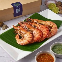 กุ้งลายเสือ ย่างถ่าน