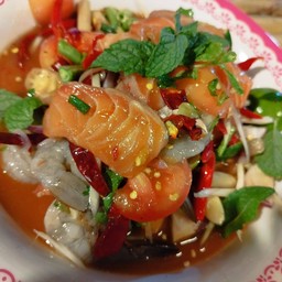 เหลา แชลมอล+กุ้งสด