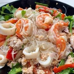 ยำวุ้นเส้น กุ้ง+ปลาหมึก