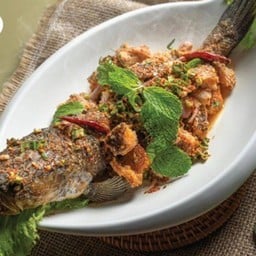 ลาบปลาช่อนทอด