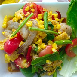 ตำข้าวโพดกุ้งสด ปลาร้า