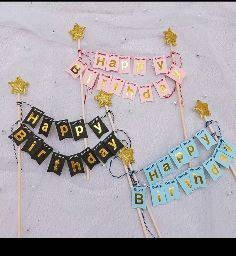 ธงปักเค้ก happy birthday สีชมพู