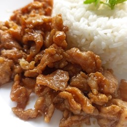 ผัดกระเทียม ราดข้าว (เลือกเนื้อสัตว์ด้านใน)