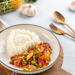 คั่วพริกเกลือไม่ชุบแป้งราดข้าว