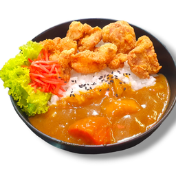 ข้าวหน้าแกงกะหรี่ไก่คาราเกะ(ฟรีซุป)