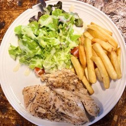 สเต็กอกไก่พริกไทยดำ