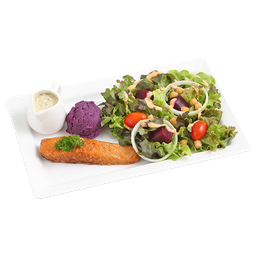 The Grilled Salmon Steak with Truffle Oil Sauce