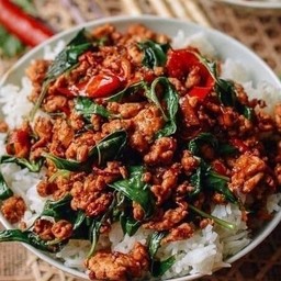 กะเพราพริกแห้ง-ไข่ข้น -