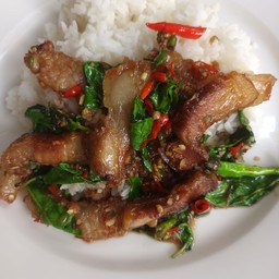 ข้าวกระเพาหมูกรอบ