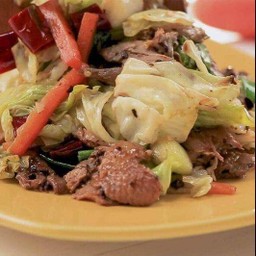 เป็ดอบรมควันผัดผักรวมราดข้าว