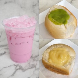 ปังปิ้งไส้ทะลัก 2 ดื่มเย็น 1