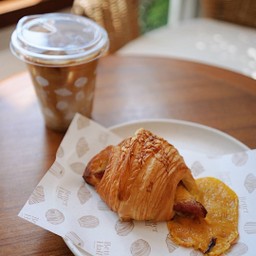 Iced Coffee + Ham Cheese Croissant