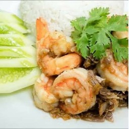 ข้าวกุ้งเล็กทอดกระเทียม