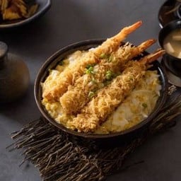 ชุด J ข้าวกุ้งทอดญี่ปุ่นราดไข่ + ซุปมิโสะ  ( ปกติ 259.-)