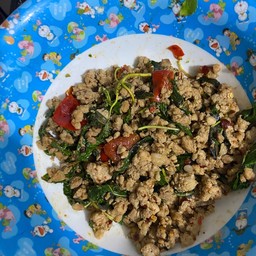 กะเพราโบราณพริกแห้ง